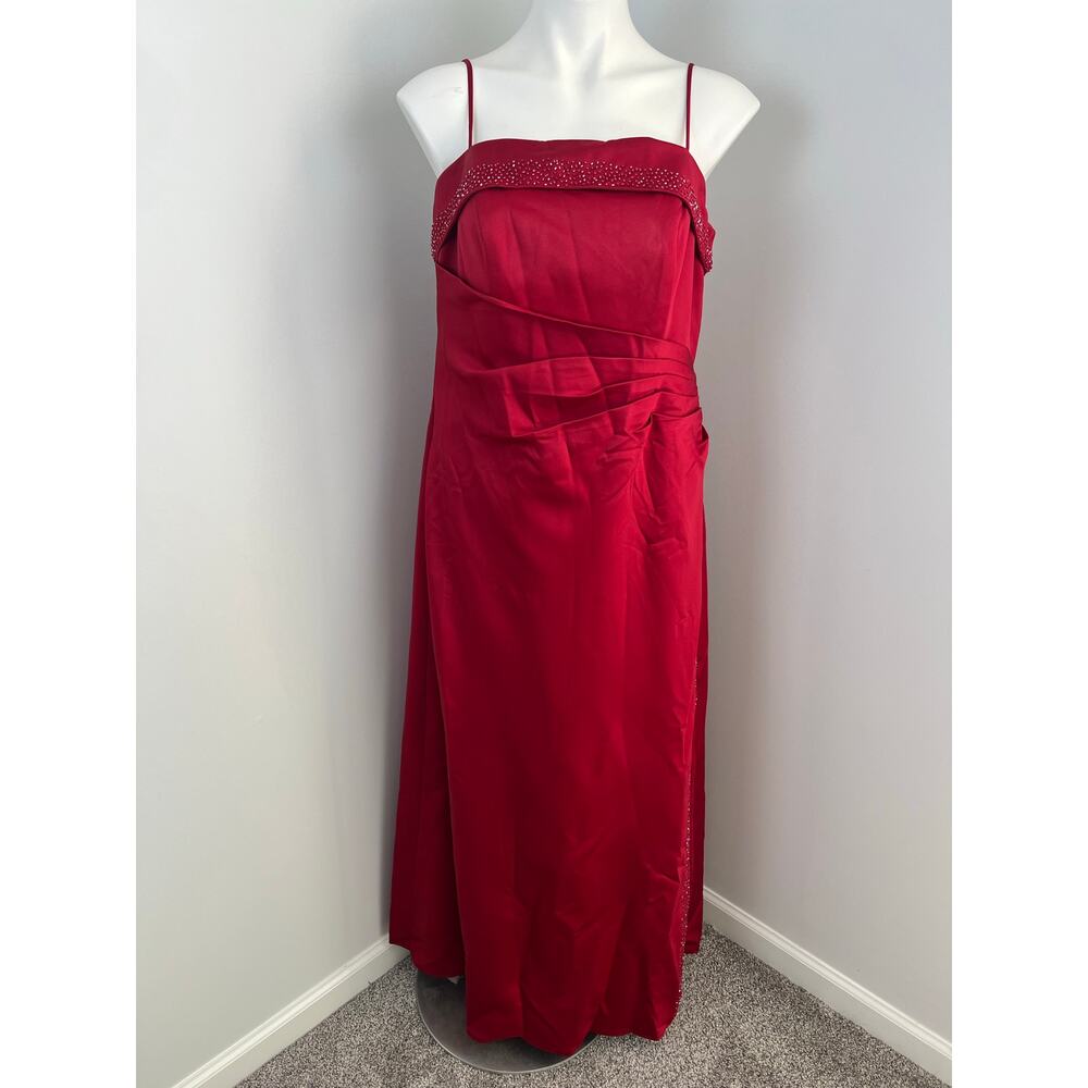 Alexia Designs Red Satin Beaded Y2k Style Prom Formal Evening Gown Dress 18